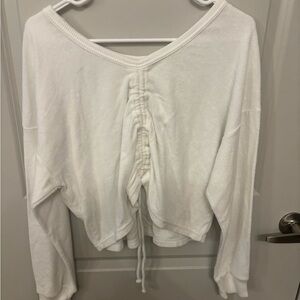 Aerie towel Terry cinch sweatshirt white soft lightweight size S